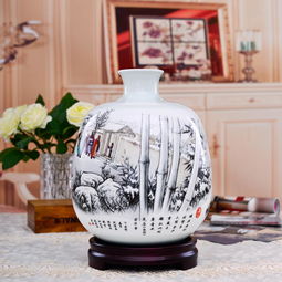 瓷博 景德鎮(zhèn)陶瓷花瓶創(chuàng)意客廳擺件家居裝飾工藝品瓷瓶瓷器三顧茅廬